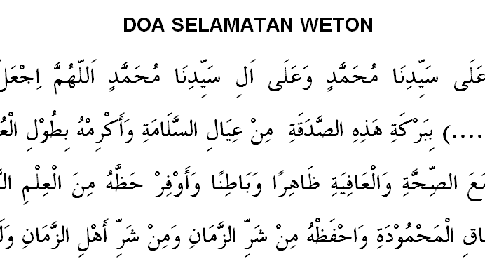Doa Nyelameti Weton Kelahiran